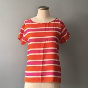 J. Crew Striped Silk Printed Short Sleeve Tee